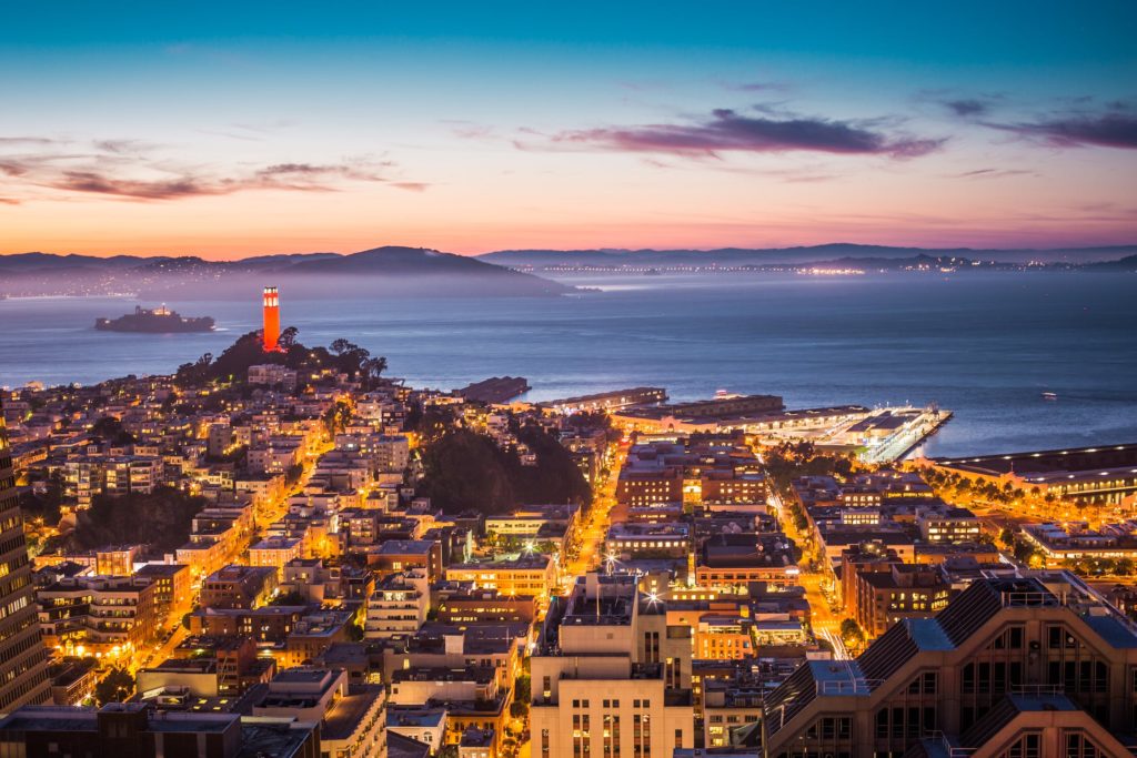 Coit Tower, Alcatraz et la baie